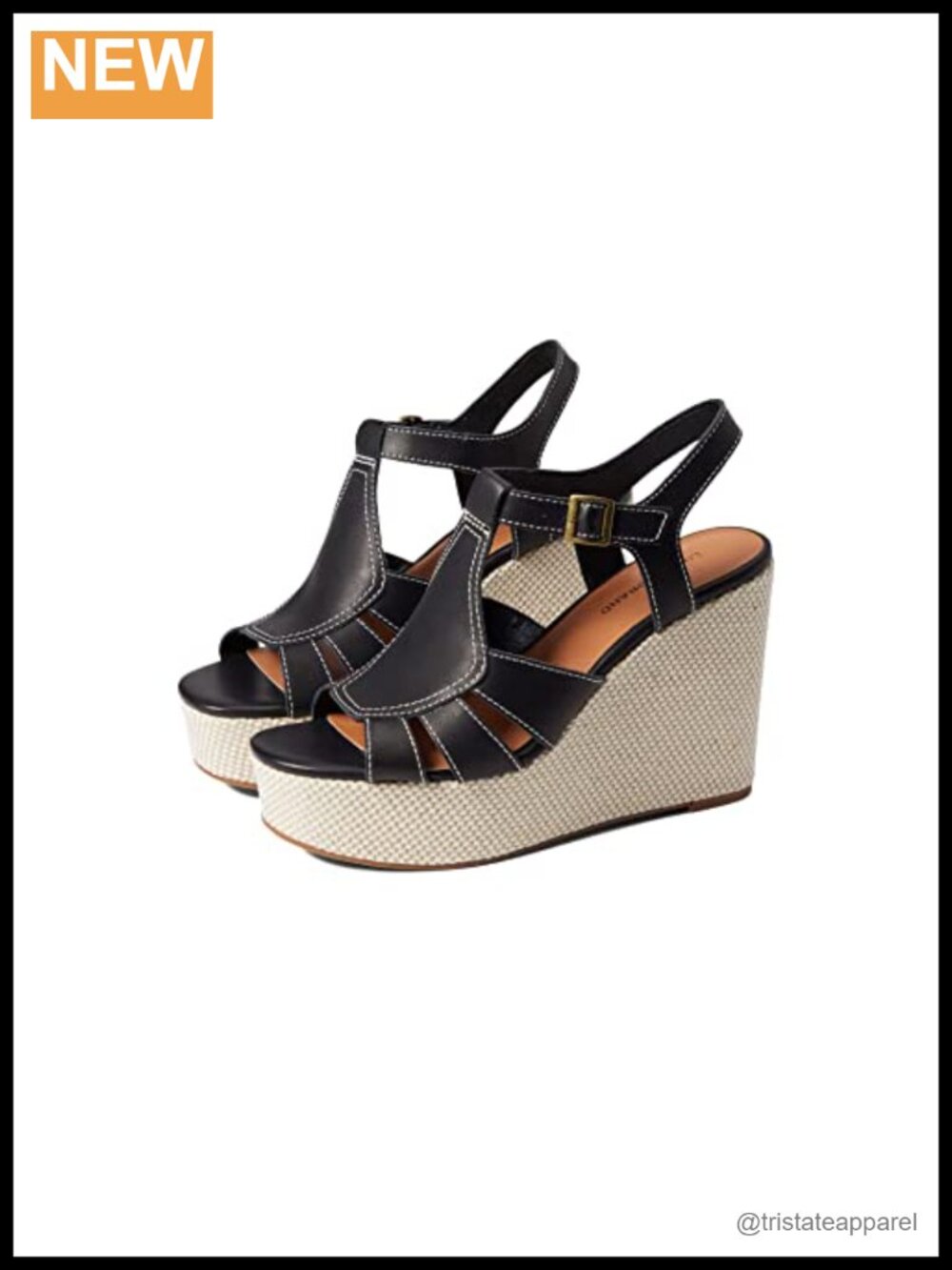 Leather Platform Wedge Sandals with Buckle Ankle Strap Open Toe